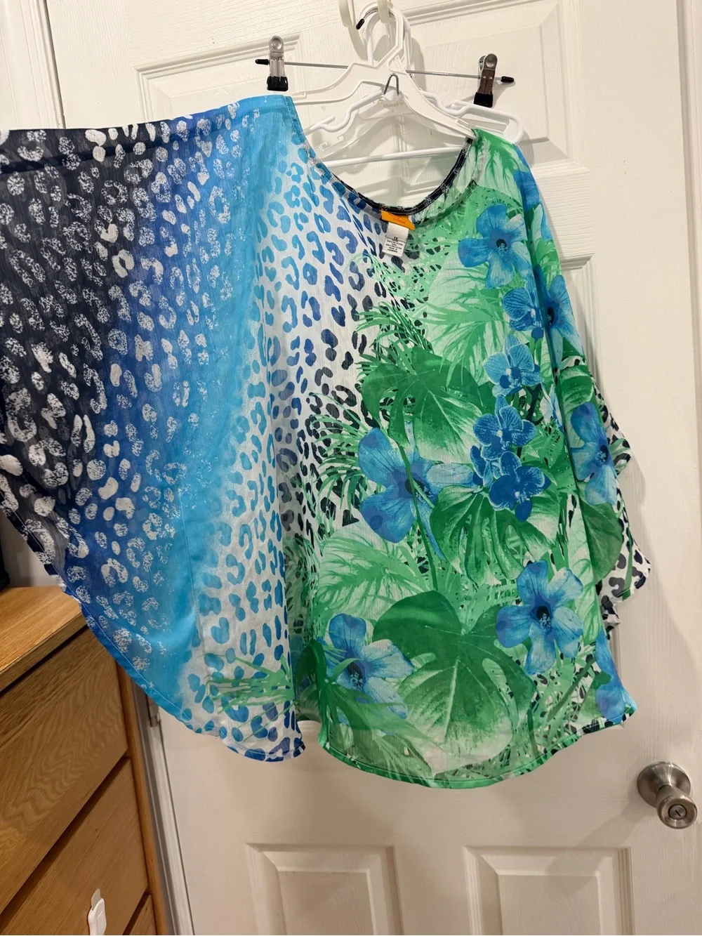 Ruby Rd. Green & Blue Tropical Floral Swim Cover-Up